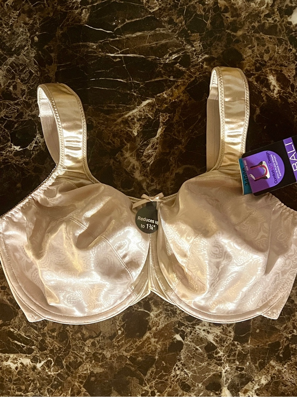 Bali Minimizer 34DDD Rosewood Paisley Satin Tracings Underwire Bra Style 3562